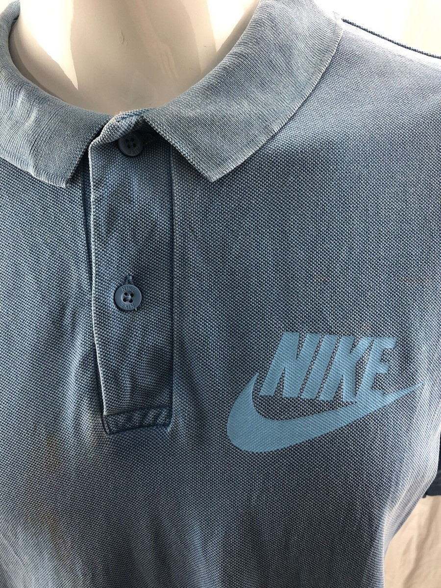 Vintage Nike Men Polo Shirt 90s Blue Swoosh Y2K Short Sleeve Large