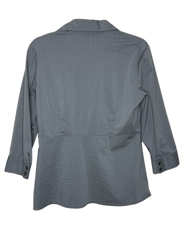 New York & Co Pullover side zip Peplum Blouse Smocking Size M Career Office - Picture 2 of 9