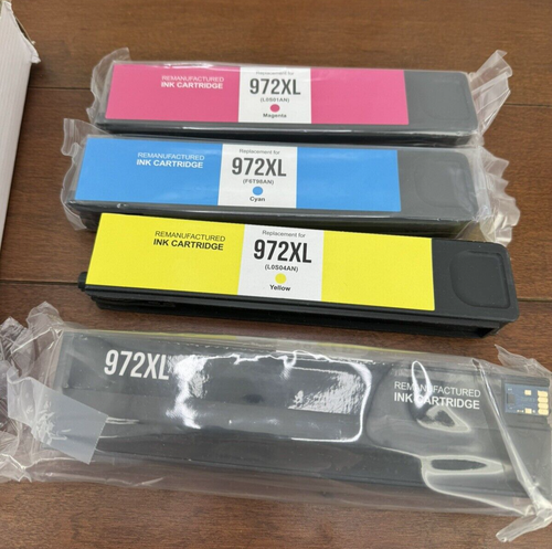 4 Stück Tintenpatronen Ersatz für 972XL Schwarz, Cyan, Gelb, Magenta LESEN - Bild 1 von 4
