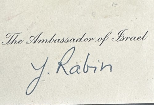 Yitzhak Rabin Prime Minister Israel Signed Ambassador Cut Mint Auto Psa Coa - Picture 2 of 8