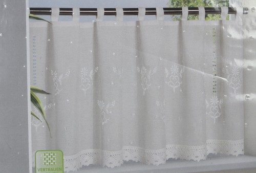 Scheibengardine Bistrogardine Schlaufen 1 Stück 45x150cm Spitzenabschluss B23-BG - Bild 3 von 4
