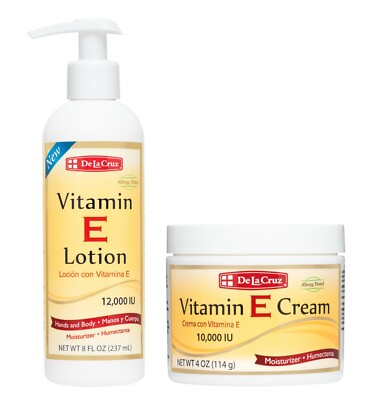 De la Cruz  Vitamin E Lotion 12,000 IU 8 FL OZ  + Vitamin E Cream 10,000 IU 4 OZ