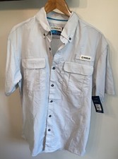 NWT Magellan Men SS Fish Gear Vented Relaxed Fit Moisture Wicking Grey