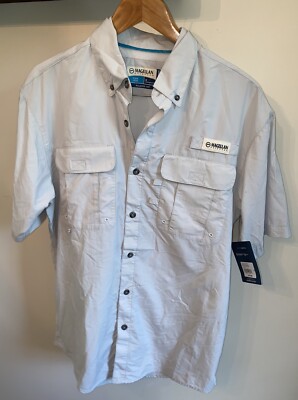 NWT Magellan Men SS Fish Gear Vented Relaxed Fit Moisture Wicking Grey