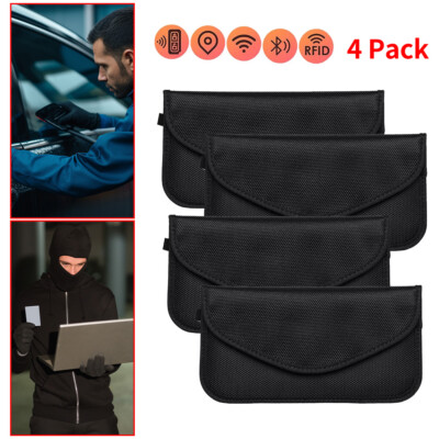 4 Pack Faraday Bag Cell Phone Wallet Blocker Radiation Signal Shielding Case New