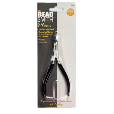 BeadSmith  Superfine Slim Line gebogene Kettennasenzange mit Feder* Schmuckwe...