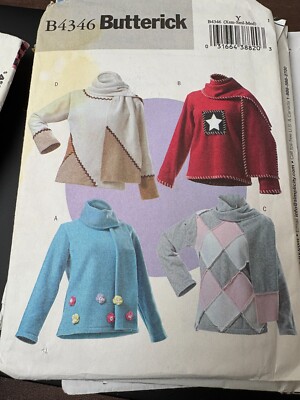 Butterick 4346 Sewing pattern, Winter Pullovers, XS-Medium, uncut