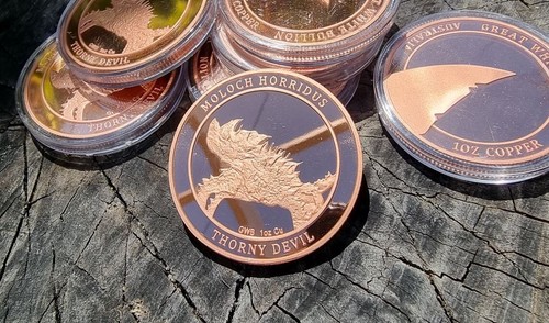 Copper Coin 1 Troy Ounce - Great White Bullion - Australian Thorny Devil - Picture 2 of 5
