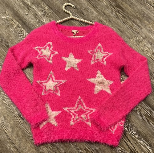 NWT Juicy Couture Girl’s Hot Pink / White Stars Long Sleeve Knitted Sweater XL - Picture 1 of 12