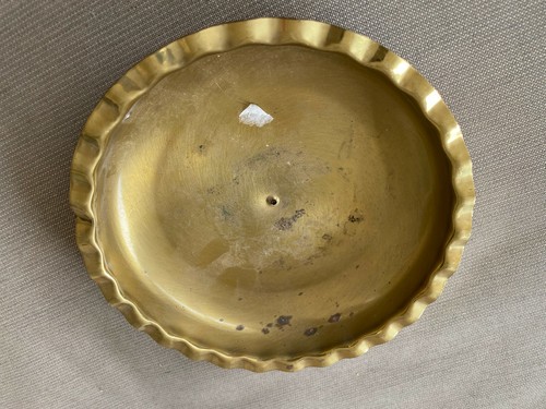 Vintage Lamp Part Brass Copper Ceiling Plate Round Fluted The Artistic Line Soli - Picture 5 of 6