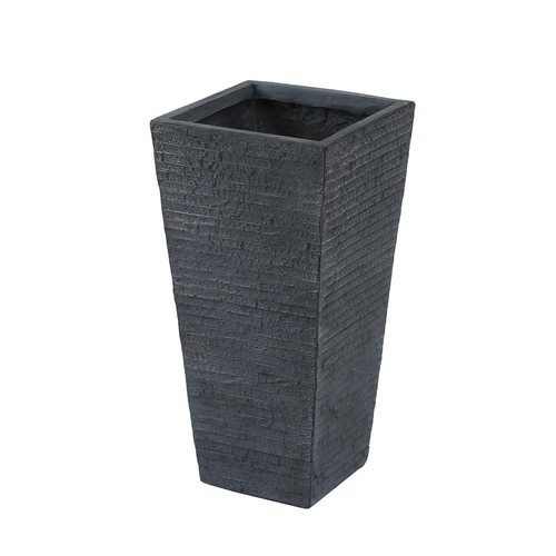 2-Piece Gray Stone Finish Tall Tapered Square MgO Planter - Picture 6 of 8