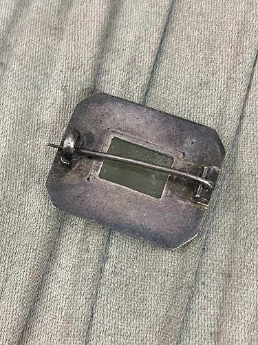 Antique Scottish Kilt Brooch Unmarked Silver Brooch Celtic Knot Twist Green - Picture 7 of 8