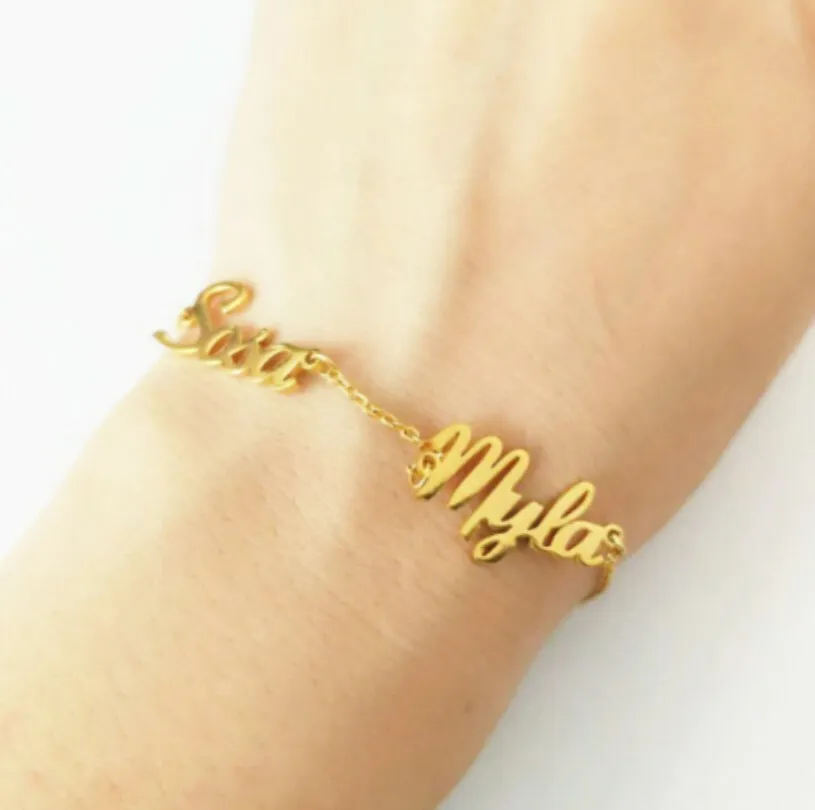 Two Name Bracelet W/ Gold & Sterling Silver Beads, Gift for Mom  Personalized W/ 2 Children's Names, Mommy Mama Jewelry, Two-tone Stacked -  Etsy