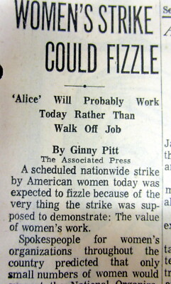 1975 newspapers NATIONAL ORGANIZATION for WOMEN calls PROTEST STRIKE Liberation