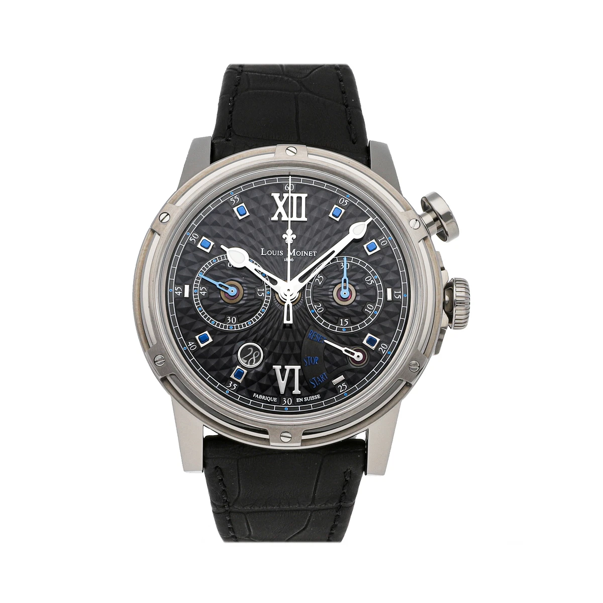 Louis Moinet Technoscope Auto 46mm Titanium Mens Strap Watch Date LM 77.20.50A