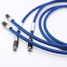 HiFi Rhodium plated RCA Carbon fiber Plug Cable Audio Signal Interconnect Cord