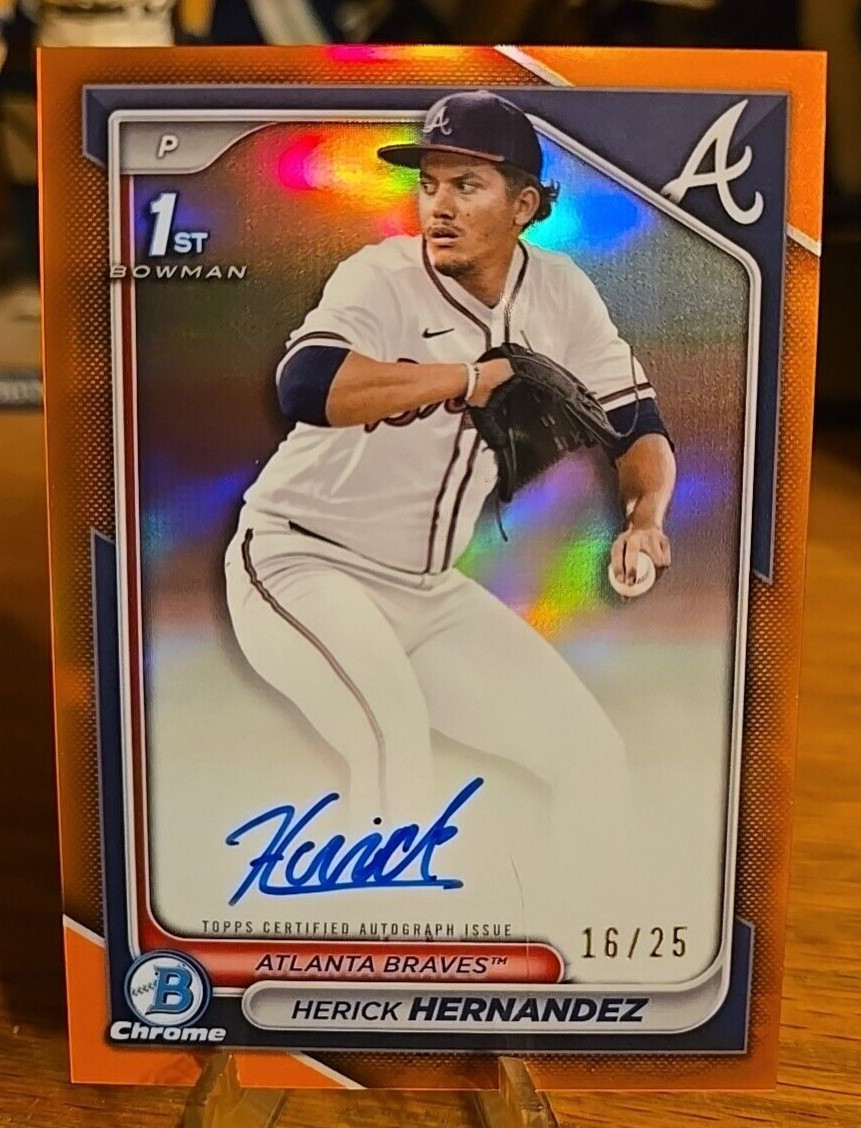 2024 Bowman Chrome Draft Herick Hernandez 1st Auto Orange /25 Atlanta Braves