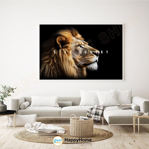 Lion Wall Art Stay Hungry Motivational Quotes Inspirational Canvas Decor -PA53 - Picture 8 of 16