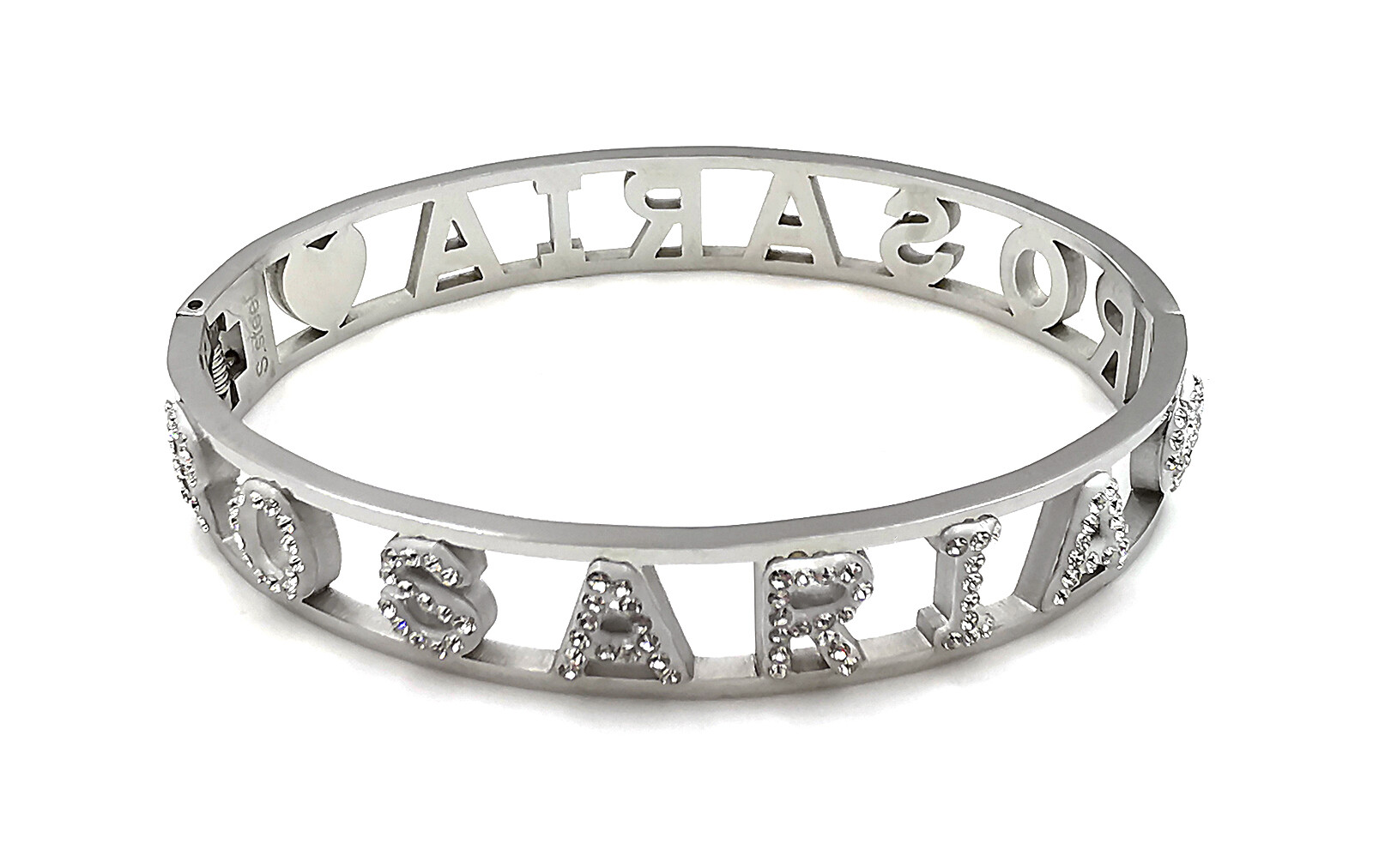 Bracciale da donna rigido con nome in acciaio inox zirconi braccialetto manetta - Foto 293 di 350