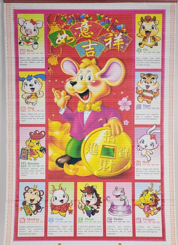 Chinese Calendar Wall Scroll 2020 Rooster 2017 Rat - Las Vegas Golden China - Image 3 of 4