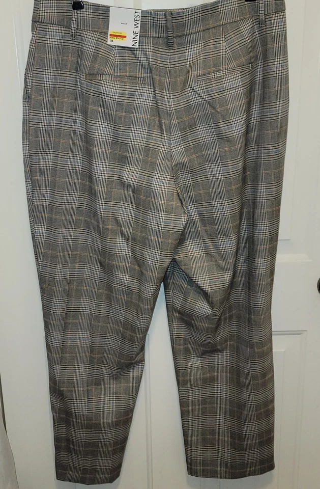 Pantalones a cuadros Nine West para mujer talla 16 color tostado/azul nuevos con etiquetas Foto 4 de 4