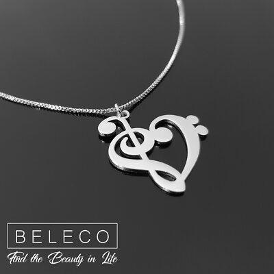 925 Sterling Silver Necklace with Pendants Chain Polished LOVE w/Heart