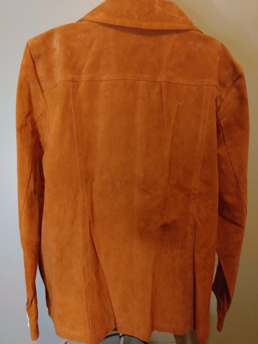 NWT ORANGE SUEDE MOTORCYCLE MOTO JACKET WOMEN SZ 1X DENNIS BASSO WASHABLE LINED - Picture 5 of 18