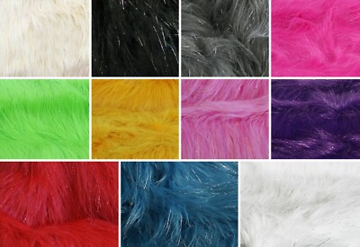 Faux Fur Long Pile Sparkling Tinsel Fabric / 60'' Wide / Sold By The Yard
