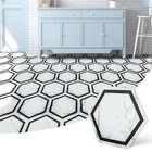 Art3d 30-Pack 11.8" x 10.2" Black Marble Hexagon Peel and Stick Flooring Tile