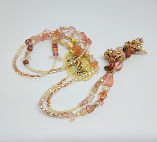 Lovely Long Necklace By Michal Negrin With Pink Shades Crystals Charming Unique. - Picture 17 of 21