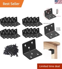 Compact Black Powder-Coated Shelf Brackets for Versatile Home Use - 1.5x1.2in