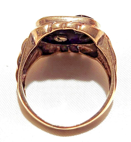 Gentlemen's 10K Rose Gold Art Deco Size 9 Initial E Signet Ring 6.8 Grams - Picture 14 of 20