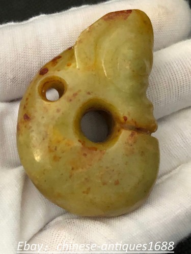 "Estatua Amuleto Colgante Amuleto Estatua Antiguo Cerdo Tallado en Jade 2,05"" Cultura Hongshan - Imagen 2 de 7
