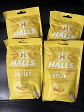 4 packs - Halls Cough Drops honey Lemon 30ct each Exp 03/2026