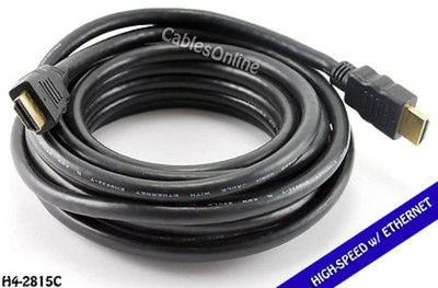 15ft. High-Speed HDMI 1.4 Ethernet, 28AWG Cable, Gold