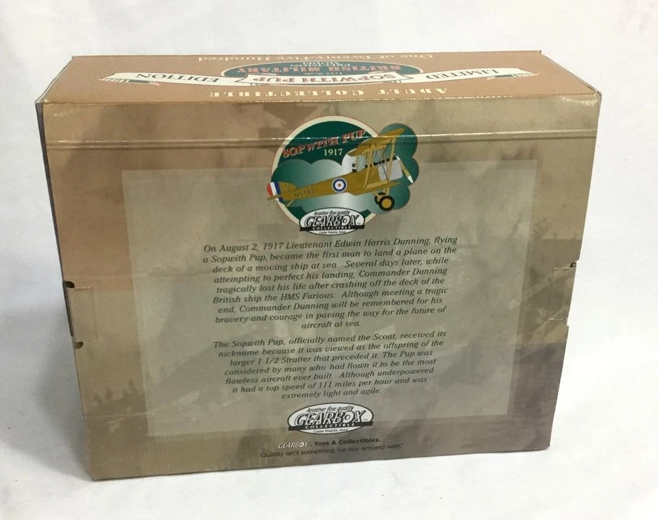 NEW 1997 Gearbox WWI British Army 1917 Sopwith Pup Diecast Bi-Plane 1:32 Scale  - Image 4 of 4