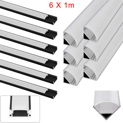 6M LED Profil Aluprofil Alu Schiene Leiste Profile für LED-Streifen Eloxiert DHL