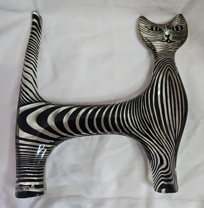 Vintage Abraham Palatnik CAT Stripes Standing Lucite Cat Brazil