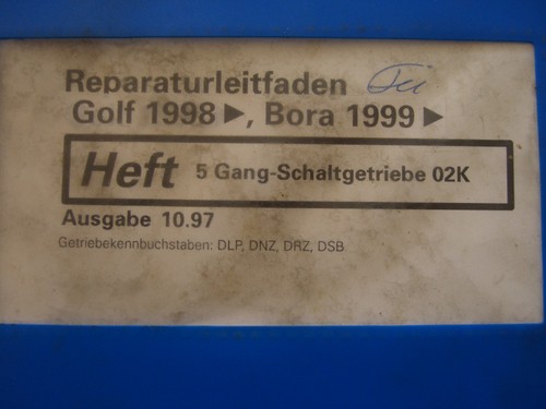 VW Golf Bora 1998-2000 Reparaturleitfaden 5 Gang Schaltgetriebe 02K