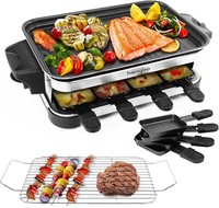 Hengbo Raclette Grill FüR 8 6 4 2 Personen 1300W, Schwarz