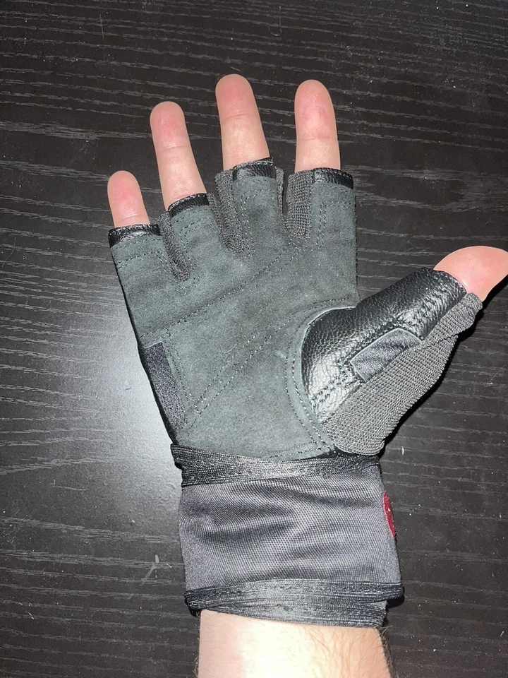 Guantes de levantamiento Grizzly Fitness talla única negros (acolchado extra + bolsa) Foto 4 de 4