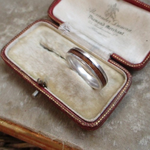 SCHÖNER HERREN GLAMIRA STERLINGSILBER HOLZ & CARBON EHERING RING GRÖSSE V & 1/2 - Bild 5 von 8
