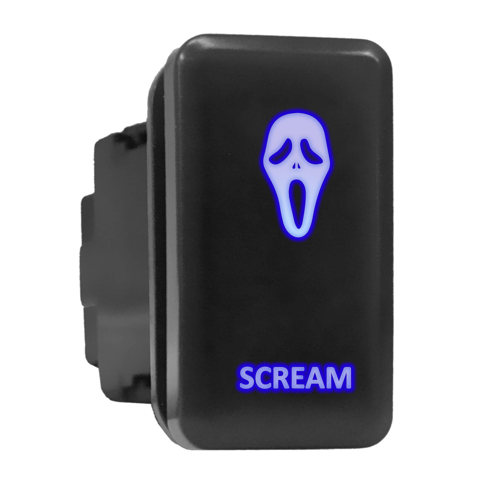 SCREAM Blue LED Backlit Switch Tall Push Button 1.54x0.83 Inches for Toyota
