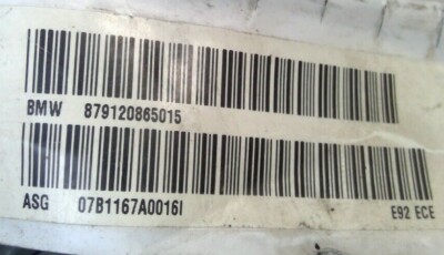 Seat Airbag Front Passenger Side Left 9120865 BMW E92 Coupe 3