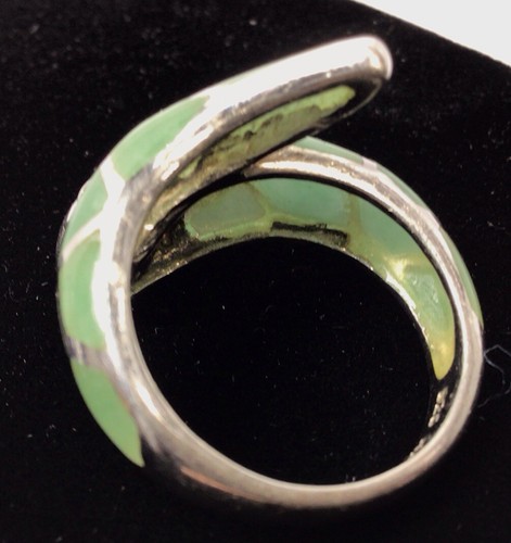 Sterling Silver Womens Ring Green Jade Amethyst Snake Design Size 8 READ DESC - Picture 6 of 9