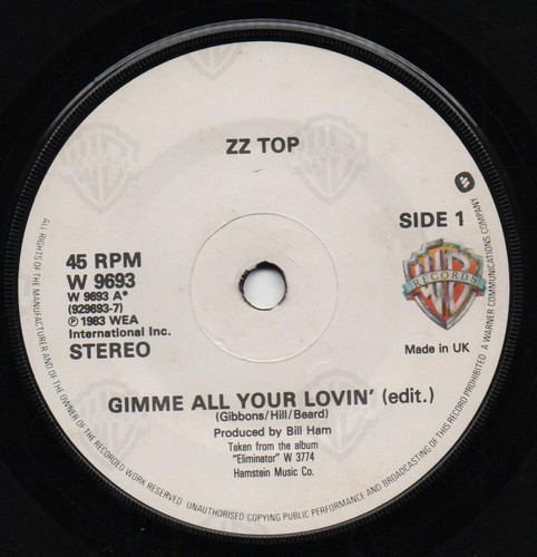 ZZ TOP gimme all your lovin' (edit)*if i could only flag her down 1983 UK WARNER - Picture 3 of 4