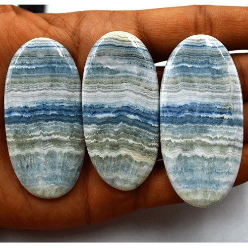 3 Pcs Sweden Natural Scheelite Top Grade 63mm-67mm Huge Oval Cabochon Gemstones - Picture 5 of 16