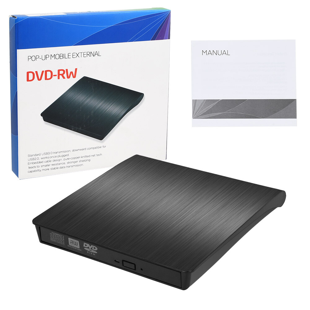 Externes DVD Laufwerk USB 3.0 CD DVD-RW Brenner Player für PC Laptop Retoo