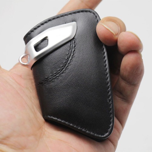 Black Genuine Leather Car Key Fob Cover Case Holder Bag For BMW 5 7 F15 F16 F48 - Picture 3 of 5