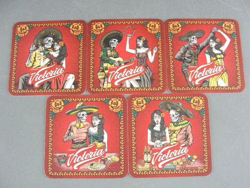 LOT 5 VICTORIA BEER LIMITED EDITION SET DAY OF THE DEAD 💀 DOTD COASTER 4" NEW - 第 1/8 張圖片